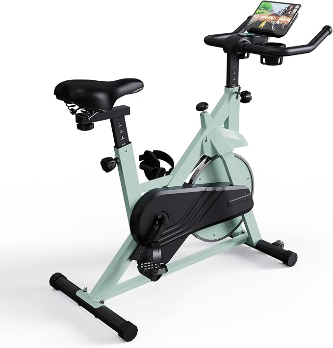 Superun Exercise Bike, Stationary Bikes for Home with Brake Pad, Low Noise Indoor Cycling Bike with 300LBS Weight Capacity, Workout Bike for Home Gym with Pad Mount LCD Monitor and Cup Holder