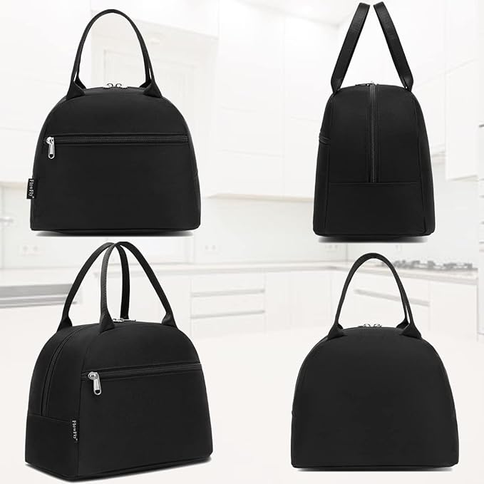 FlowFly Insulated Lunch Cooler Bag - Tote Bag Organizer for Women/Men, Black