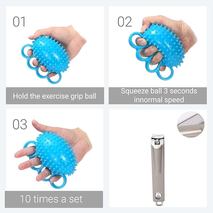 Hand Exercise Grip Ball - Grip Strengthener, Improve Hand Flexibility, Finger Rehabilitation Tool, Portable Resistance Trainer for Adults