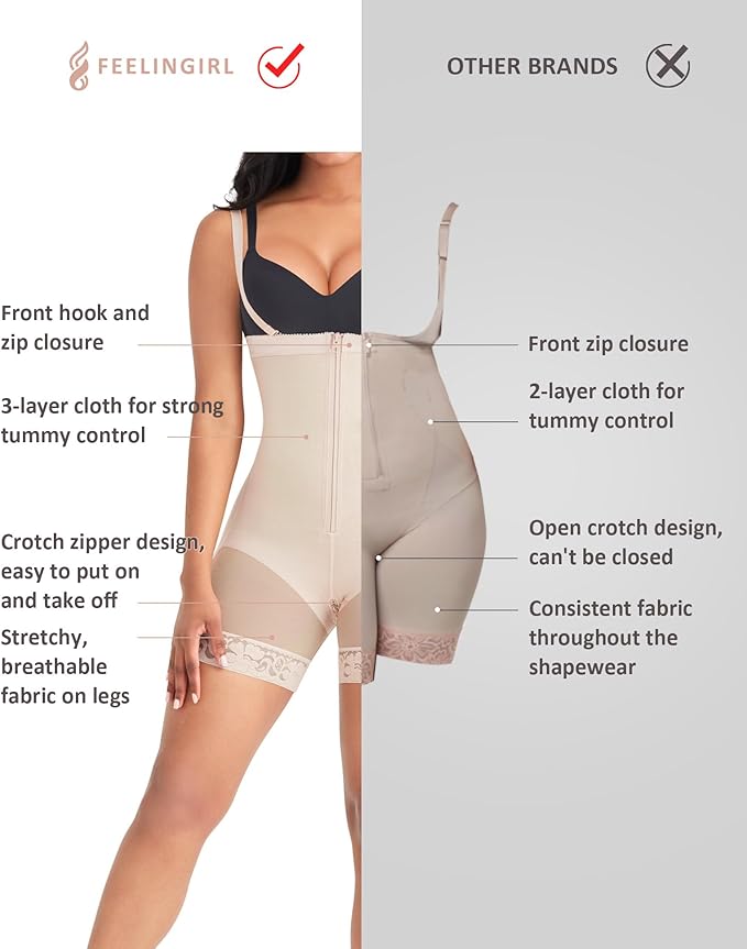FeelinGirl Faja Body Shaper Tummy Control Shapewear for Women Butt Lifter Post Surgery Fajas Postparto Para Mujer