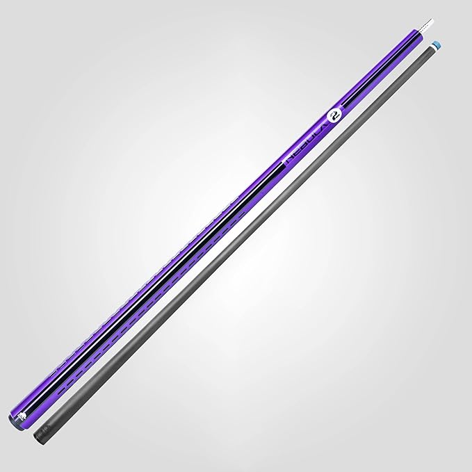 RHINO Nebula 2 Pool Cue - 100% Carbon Fiber Shaft & Composite Butt. Time Crystal Tip, Pro Taper Design, 12.4 mm,12.8 mm. 3/8-8 Joint, 3D Friction Grip. Low Deflection Pool Cue