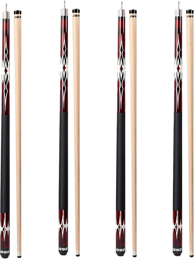 GSE Games & Sports Expert 58" 2-Piece Canadian Maple Hardwood Billiard Pool Cue Sticks for Men/Women, House or Commercial/Bar Use (Several Colors, Weight 18oz, 19oz, 20oz, 21oz Available)