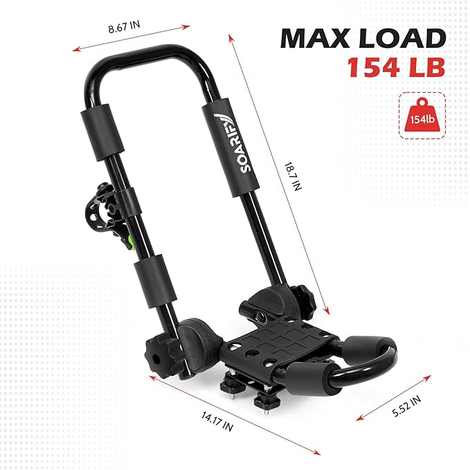 Folding Kayak Roof Rack Premium J-Bar for Canoe Carrier SUP Paddle Surfboard Mount on Car SUV and Truck Crossbar (1 Pair)