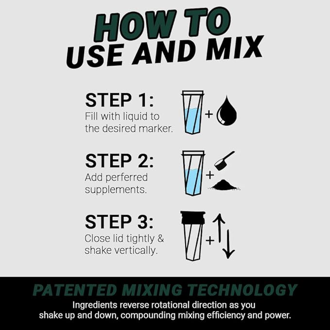 HELIMIX 1.5 Vortex Blender Shaker Bottle Holds Upto 20oz | No Blending Ball or Whisk | USA Made | Portable Pre Workout Whey Protein Drink Shaker Cup | Mixes Cocktails Smoothies Shakes | Top Rack Safe