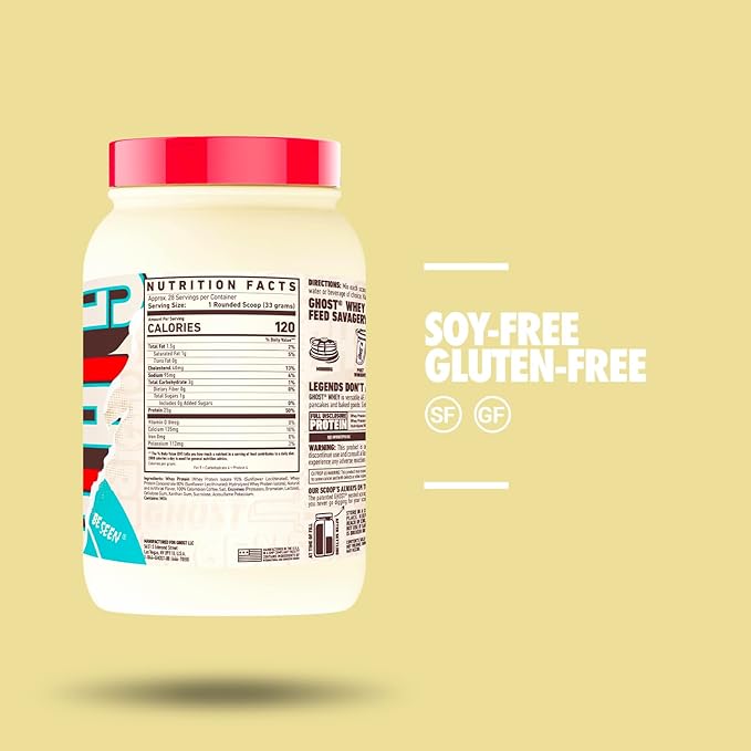 GHOST Whey Protein Powder, Coffee Ice Cream - 2LB, 25G of Protein - Whey Protein Blend - ­Post Workout Fitness & Nutrition Shakes, Smoothies, Baking & Cooking - Soy & Gluten-Free