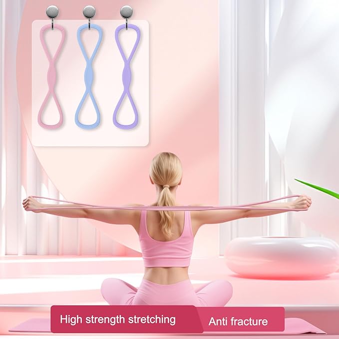 Resistance Bands, Figure 8 Exercise Bands for Women Men, Arm Back Elastic Rope for Glutes,Back,Fullbody Yoga Pulling Rope, Gift for Sports Lover/Beginner (25 lbs)