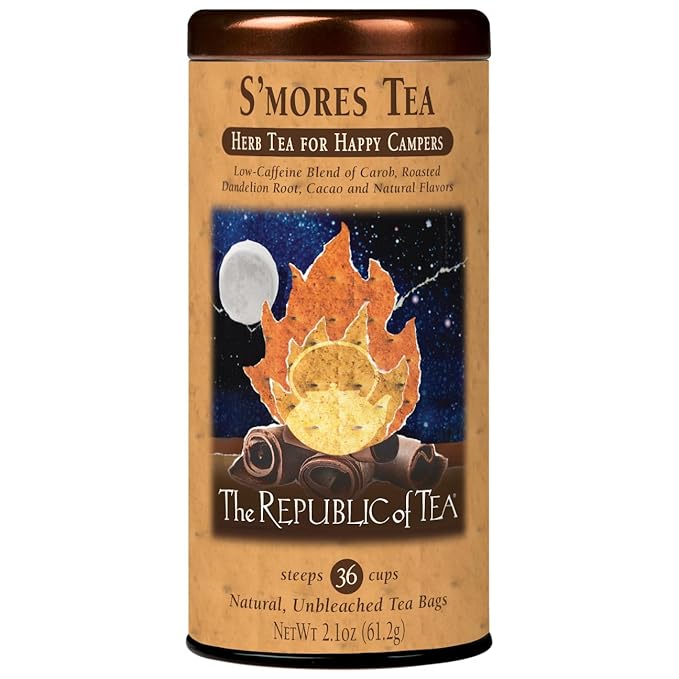 The Republic of Tea – S’mores Herbal Chocolate Tea Tin, 36 Low-Caffeine Tea Bags
