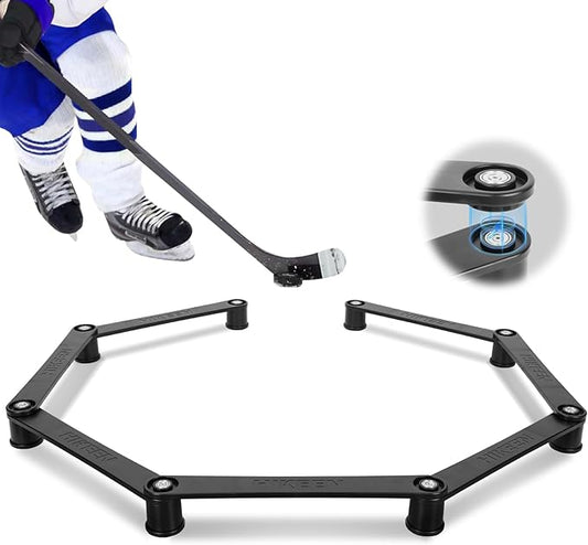 Hikeen 7-Sections Hockey Training Equipment,Magnetic Adjustable Size Hockey Stick Handling Trainer,Portable Stickhandling Training Tool for Puck Control, Reaction Time and Coordination