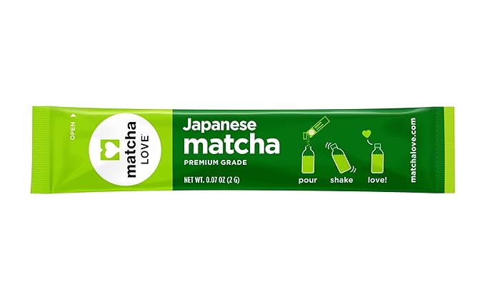 Matcha Love Japanese Matcha Unsweetened Green Tea Powder, 15 Single Serve Packets, 1.05 Ounces