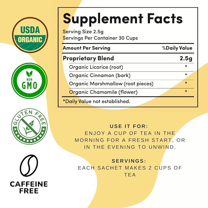 Digestive Tea – Leaky Gut Blend by AutoimmuniTea – Overall Digestive Support, and Stomach Sooth, Made of Organic Marshmallow root and Licorice Root, Cinnamon and Chamomile, IBS AIP Diet – 15 Tea Bags