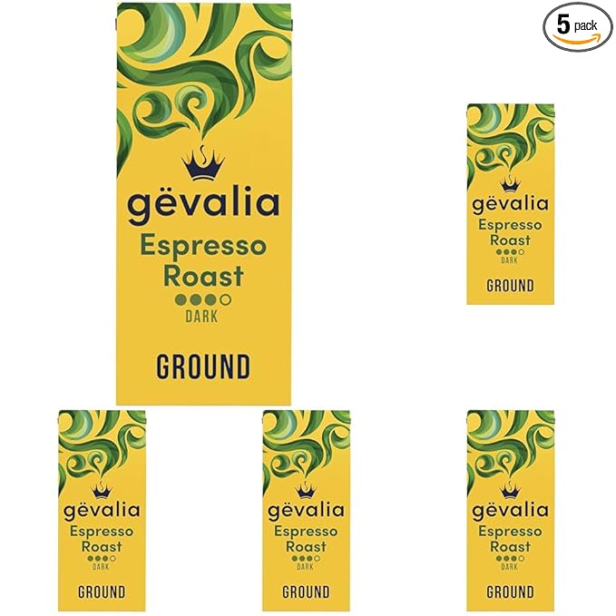 Gevalia Espresso Dark Roast Ground Coffee (12 oz Bag) (Pack of 5)