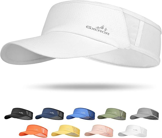 GXCROR Sports Sun Visor Hat Men Women, Lightweight Breathable Quick Dry Sports Sun Hat for Running Golf Tennis