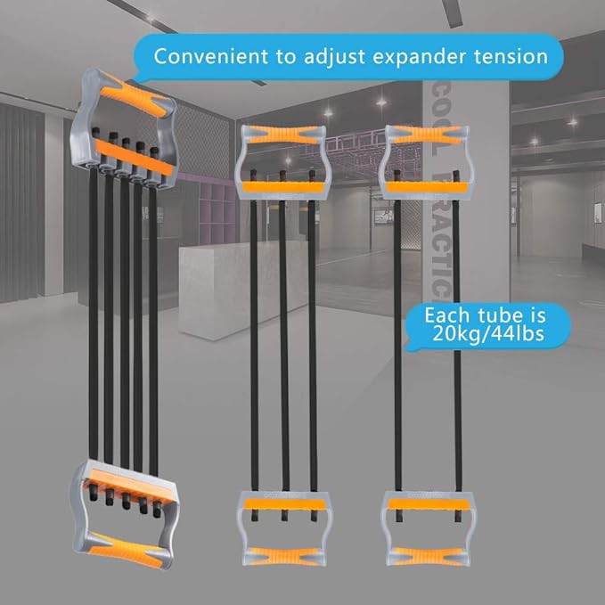 TOCO FREIDO Chest Expander | Arm Training, 5 Tubes Ajustable Arm Strength Trainer, Exercise Resistance Bands for Home Fitness Muscle Training Body Building