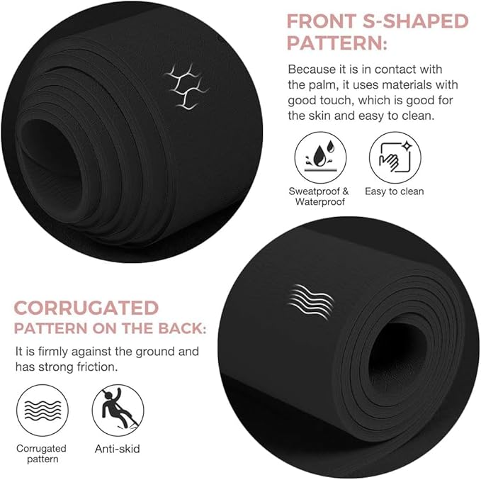 Yoga Mat Non Slip TPE Extra Wide Yoga Mat with Alignment Mark, 72"L x 32"W x 0.32"/0.24"Th (183cm x 81cm x 8mm/6mm), Anti-Tear Exercise Mat with Carrying Strap and Bag, Workout Mats for Yoga, Pilates