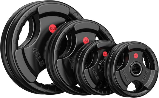 GIKPAL 2-inch Rubber Olympic Grip Weight Plates for Strength Training, Weightlifting in Home & Gym, Barbell Weights Plates Set (2.5/5/10/25/35/45 LB)