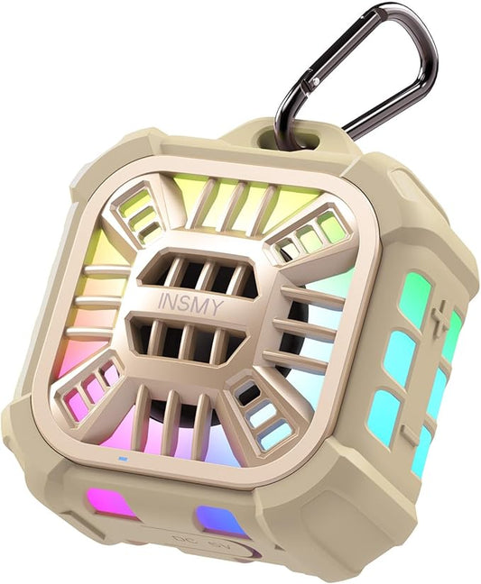 INSMY Shower Bluetooth Speaker, IP67 Waterproof Portable Small Multi Sync 100+ Speakers, Big Volume Booming Bass, 24H Playtime/Floatable/RGB Lights for Outdoor/Kayak/Beach/Golf (Khaki)