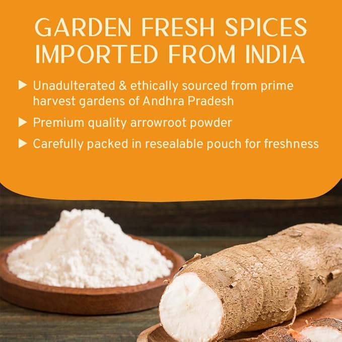 Arrowroot Powder (397g/14oz) Natural Thickener, Fine Ground | Wheat Flour Substitute | Non GMO, Gluten Free, Dairy Free | Neutral Flavor, Ideal for Baking/Cooking | Resealable Ziplock Pouch