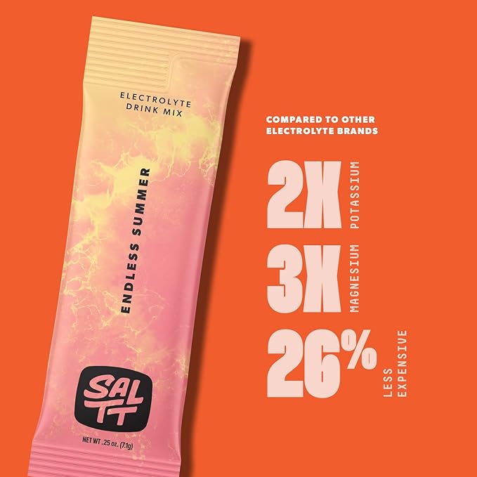 Keto Chow SALTT Electrolytes Powder Packets, Endless Summer (30 Hydration Packets) - Magnesium, Potassium, Sodium, Trace Minerals - Vegan, Sugar Free, Gluten Free - Travel Essentials - Made in USA