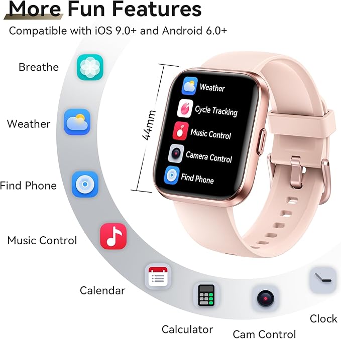Smart Watches for Women Men Android & iPhone, Alexa Built-in, 1.8" Smart Watch(Answer/Make Calls ,2 Bands Included) 24/7 SpO2 Sleep Heart Rate Monitor,3ATM Waterproof,Fitness Tracker with 120+ Sport