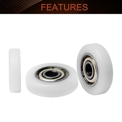 MroMax Roller Idler Bearing Pulley-3 x 15 x 4mm Sliding Conveyor Nylon Wheel with 623ZZ Bearing for Furniture, Hardware Accessories and Mobile Door White 4Pcs
