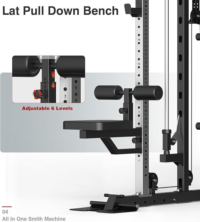 DONOW Smith Machine with Weight Stacks Power Cage Squat Rack Dual Cable Crossover Machine Home Gym Systems Station LAT Pull Down