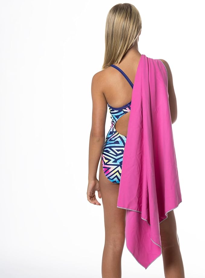 Flow Hydro Sport Towel - Microfiber Quick Dry Swimming Towels for Swim, Pool, Triathlon, and Other Water Sports in Medium, Large, Extra Large, and Hooded Sizes (Pink, Large (60" x 30"))