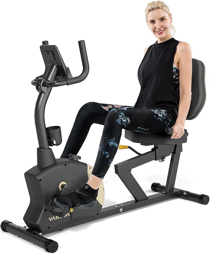 VANSWE Recumbent Exercise Bike, Recumbent Stationary Bikes for Home 400 LBS Weight Capacity, Exercise Bike for Home Seniors with Smart App and Bluetooth Connectivity, LED Display, Pulse Handle