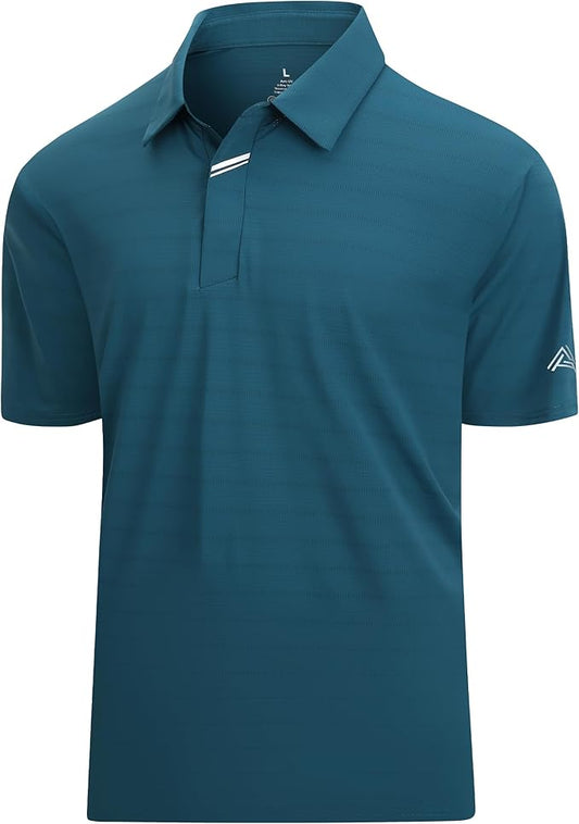Esabel.C Jacquard Golf Shirts for Men Moisture Wicking Short Sleeve Performance Dry Fit Active Mens Polo Shirts