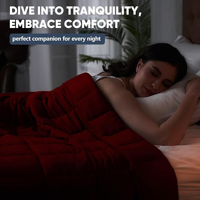 King Size Weighted Blanket for Adults (25 lbs, 80” x 87”, Red) Cooling Heavy Blanket for Sleeping Perfect for 240-260 lbs, Breathable Blanket for Adults & Couple All Season, Machine Washable