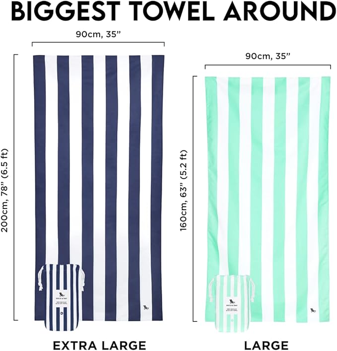 Dock & Bay Beach Towel - Quick Dry, Sand Free - Compact, Lightweight - 100% Recycled - Includes Bag - Cabana - Ipanema Orange - Large (160x90cm, 63x35)