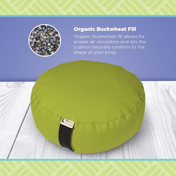 Bean Products Zafu Meditation Pillows for Sitting on Floor, Yoga Cushion, Cotton/Buckwheat Fill Yoga Pillow, Zafu Meditation Cushion, Zen Kneeling Prayer Pad- Made in USA - 14" Round - Stone Gray