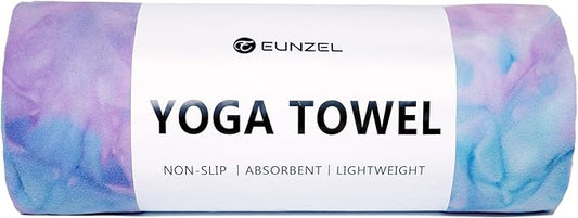 Eunzel Hot Yoga Towel Non Slip Yoga Mat Towel Non-Slip Sweat Absorbent Microfiber Towel for Hot Yoga, Pilates and Workout 72" x 26.5", Purple & Green