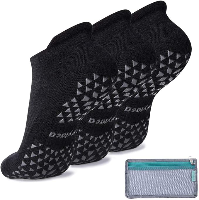 Hylaea Unisex Non Slip Socks with Grip for Yoga, Hospital, Pilates, Barre | Ankle, Cushioned