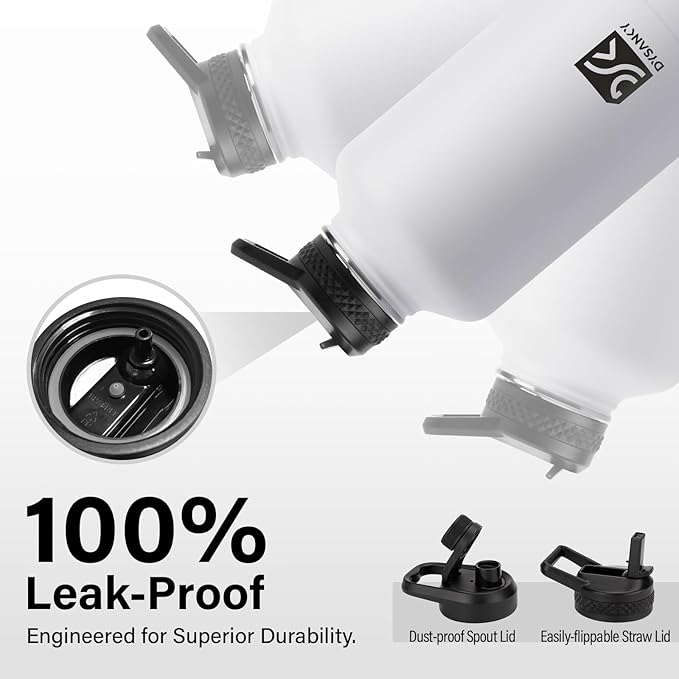 Insulated Water Bottle | Thickened Stainless Steel Vacuum Metal | Portable Sports Half Gallon Large Water Jug for Gym and Hiking with Straw, Carrier Bag, Handle Strap | BPA-Free 64 oz