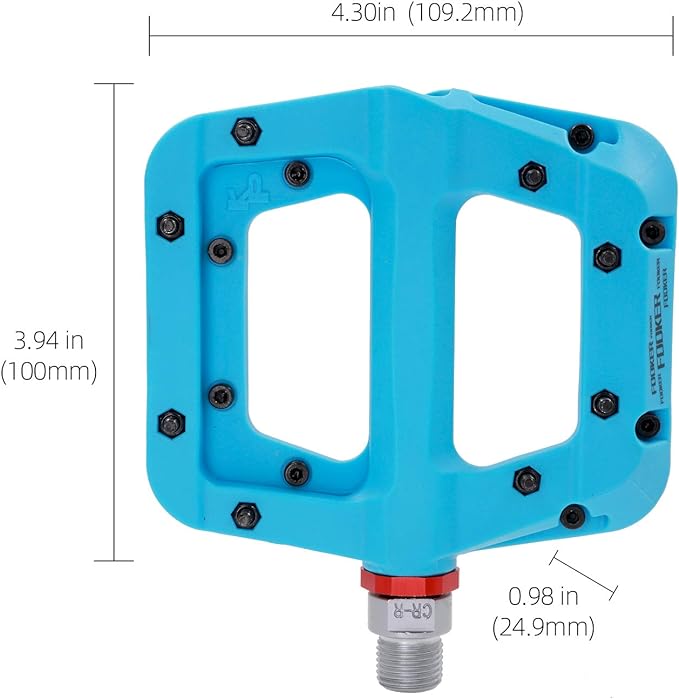 FOOKER MTB Pedals Mountain Bike Pedals 3 Bearing Non-Slip Lightweight Nylon Fiber Bicycle Platform Pedals for BMX MTB 9/16"