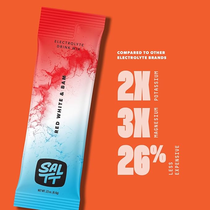 Keto Chow SALTT Electrolytes Powder Packets, Red White & Bam (30 Hydration Packets) - Magnesium, Potassium, Sodium, Trace Minerals - Vegan, Sugar Free, Gluten Free - Travel Essentials - Made in USA
