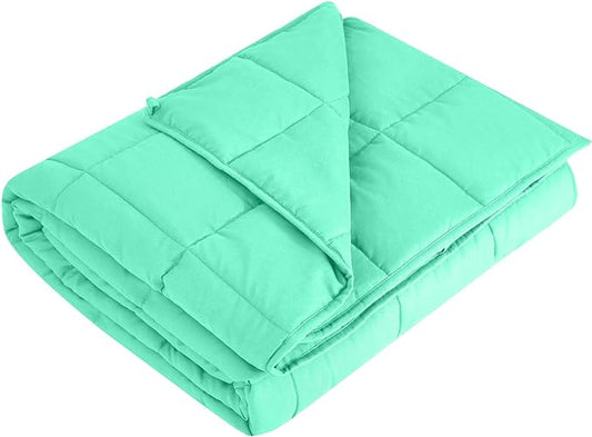 L'AGRATY Weighted Blanket - 60"x80" 15lbs Cooling Breathable Heavy Blanket Microfiber Material with Glass Beads Big Blanket for Adult All-Season Summer Fall Winter Soft Thick Comfort Blanket