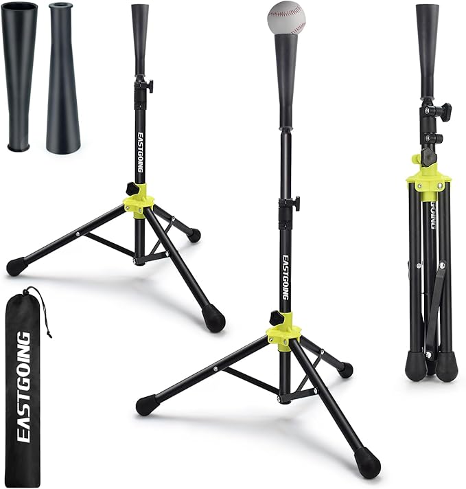 Eastgoing Heavy Duty Baseball and Softball Portable Travel Batting Tee.Adjustable Height|Portable|Collapsible. Baseball Hitting Tee for Any Age Player Practice