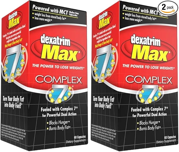 ILIOS Dexatrim Max Complex-7 | Diet Pills to Lose Weight - 7 Powerful Ingredients to Reduce Hunger & Body Fat, Fat Burner Supplements, Weight Loss Pills for Men & Women, 2 Packs w/ 60 Capsules Each