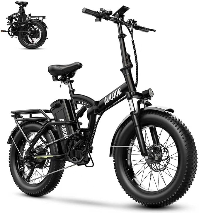 Foldable Electric Bike for Adults, 30+MPH, 48V 20Ah Removable Lithium Battery up to 80Miles, 20" Fat Tire 1000W Peak Motor Dirt Ebike Adult Electric Bicycle for Commute Beach Mountain E Bike