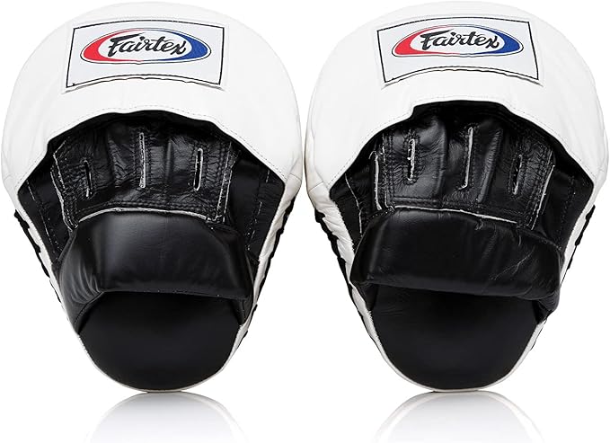 Fairtex FMV9 Contoured Focus Mitts |Striking Accuracy & Protection for Boxing, Muay Thai, Kickboxing |Ergonomic Design, Soft Padding, Secure Fit Leather