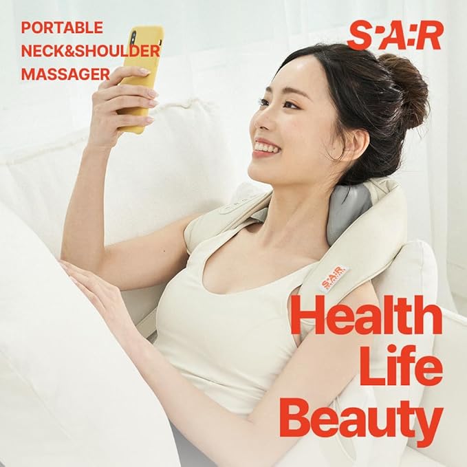 Spar Portable Neck and Shoulder Massager with 4D Deep Kneading Massage, Heat Control, Ideal for Muscle Pain Relief and Relaxation Customized Fit, User-Friendly, Durable
