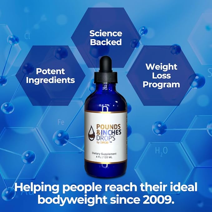 Dirobi Pounds and Inches Weight Management Drops, Liquid Supplement for Women and Men, Diet-Pill Alternative with Delicious Blueberry Flavor