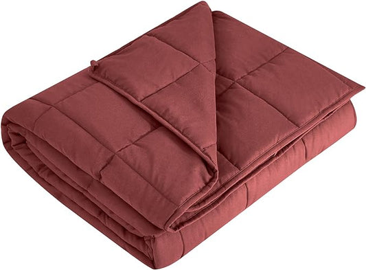 L'AGRATY Weighted Blanket - 48"x72" 15lbs Cooling Breathable Heavy Blanket Microfiber Material with Glass Beads for Adult All-Season Summer Fall Winter Soft Thick Comfort