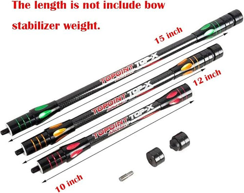 10 Inch 12 Inch 15 Inch Archery Bow Stabilizer Balance Bar Rod Side Rod Carbon Fiber Stabilizer Dampen Weight for Compound Bow Recurve Bow Accessory