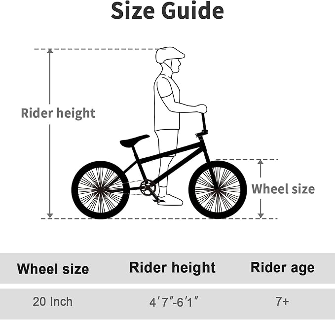 Freestyle BMX Bike, 20 Inch Yaphet Bicycle for Teen Beginner and Adult Riders, Bike with Hi-Ten Steel Frame, Multiple Colors