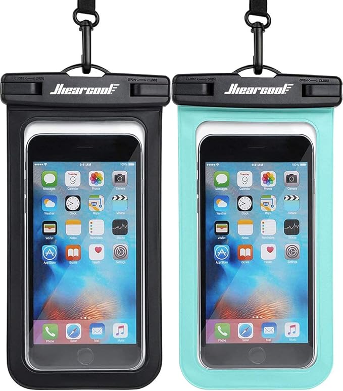 Hiearcool Waterproof Phone Pouch, Waterproof Phone Case for iPhone 17 16 15 14 13 Pro Max, IPX8 Cellphone Dry Bag Beach Cruise Ship Essentials 2Pack-8.3"