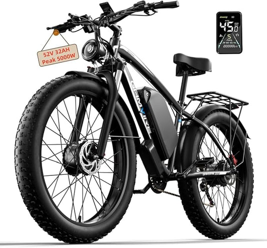 Ebike for Adults Electric, 52V 19.2Ah/32Ah, Peak 2000W/2500W E-Bike, 36/40MPH, 70 Miles/100Miles Long Range, Hydraulic Disc Brake, Off Road Snow Mountain E-Bike, 24"/26" Fat Tire Fast Electric Bicycle