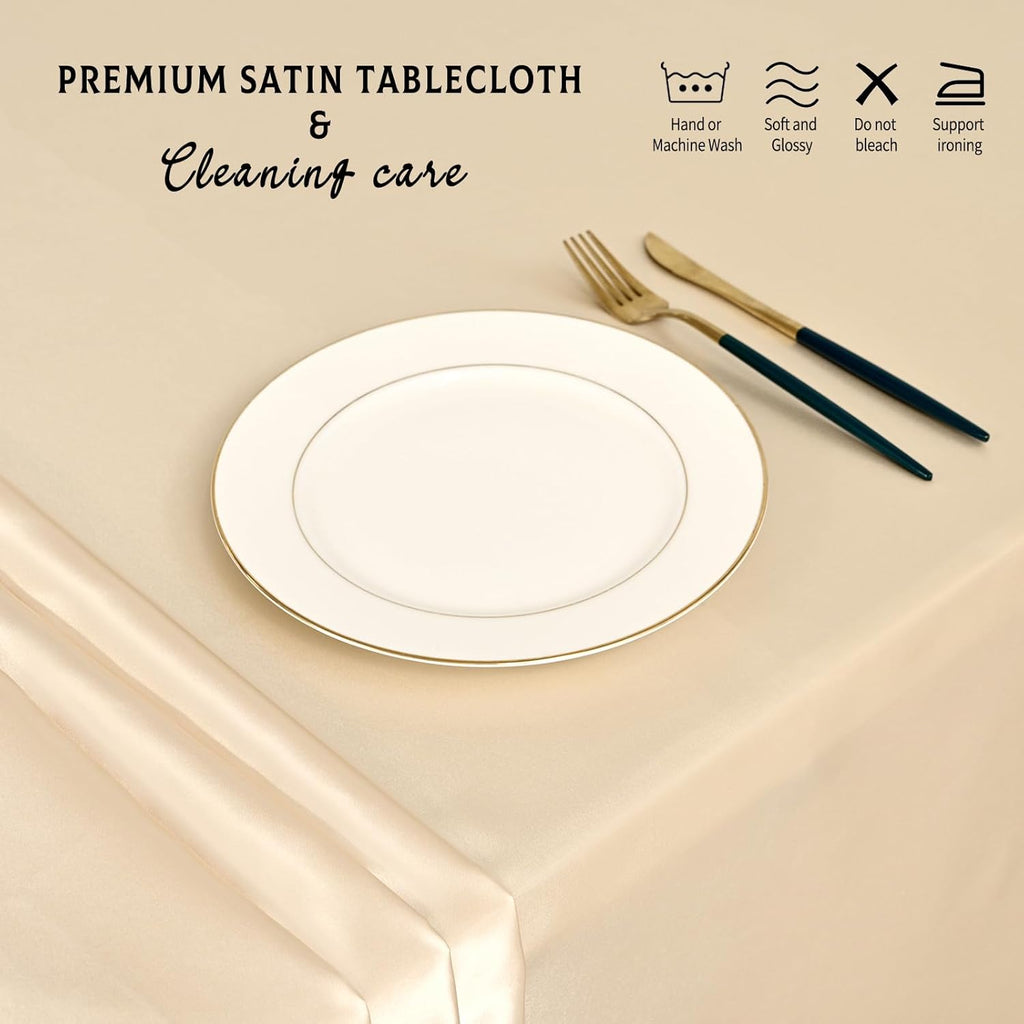 10 Packs Satin Tablecloth 57 x 108 Inch Champagne Rectangular Table Cloth Silk Tablecloth Smooth Fabric Overlay Satin Table Cover Decoration for Wedding Party Banquet Events