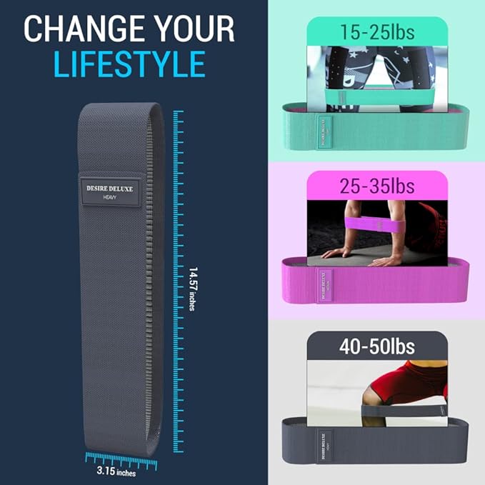 Desire Deluxe Resistance Band Exercise Workout Equipment Bands Set for Working Out Physical Therapy - Men & Women Elastic Stretch Booty Gym Equipment Accessories - Home, Fitness, Pilates, Yoga Pack 3